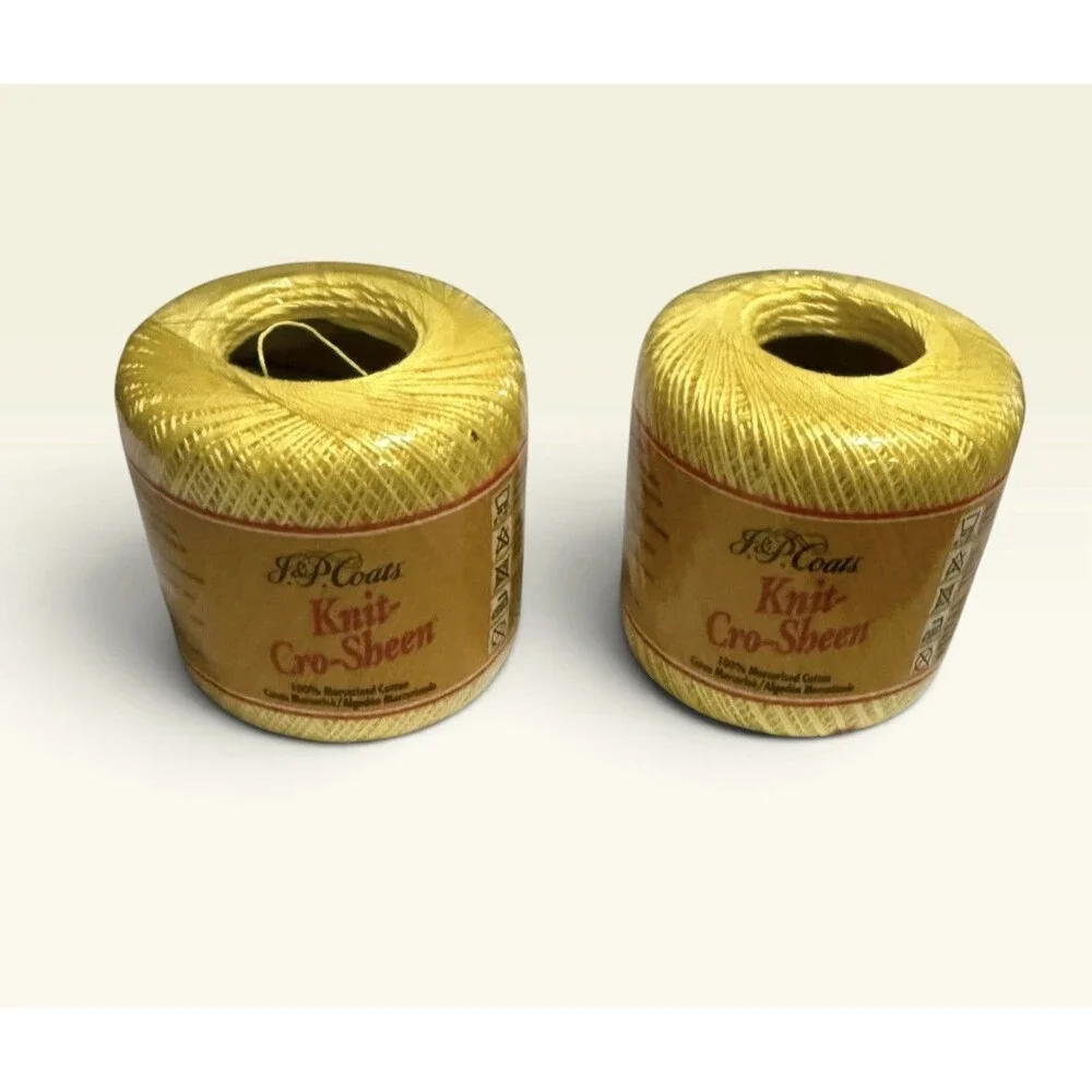 J&P Coats Knit-Cro-Sheen Crochet Thread Lot 6 Spools Yellow Red Green Black Blue